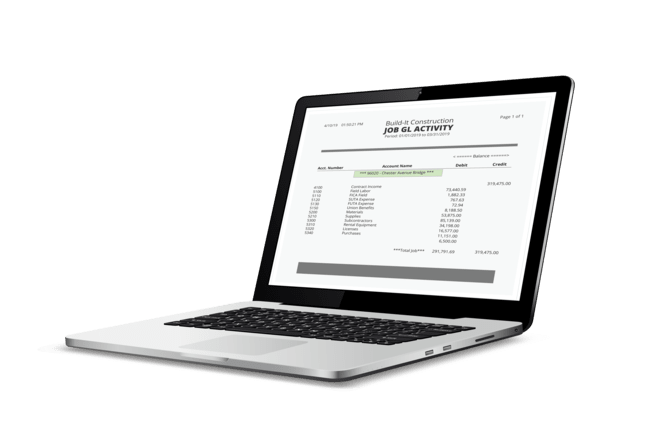 contractors reviewing construction accounting software on a computer